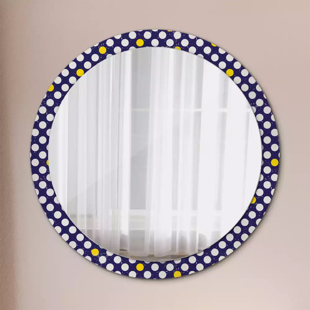 Miroir rond avec décoration Pois rétro