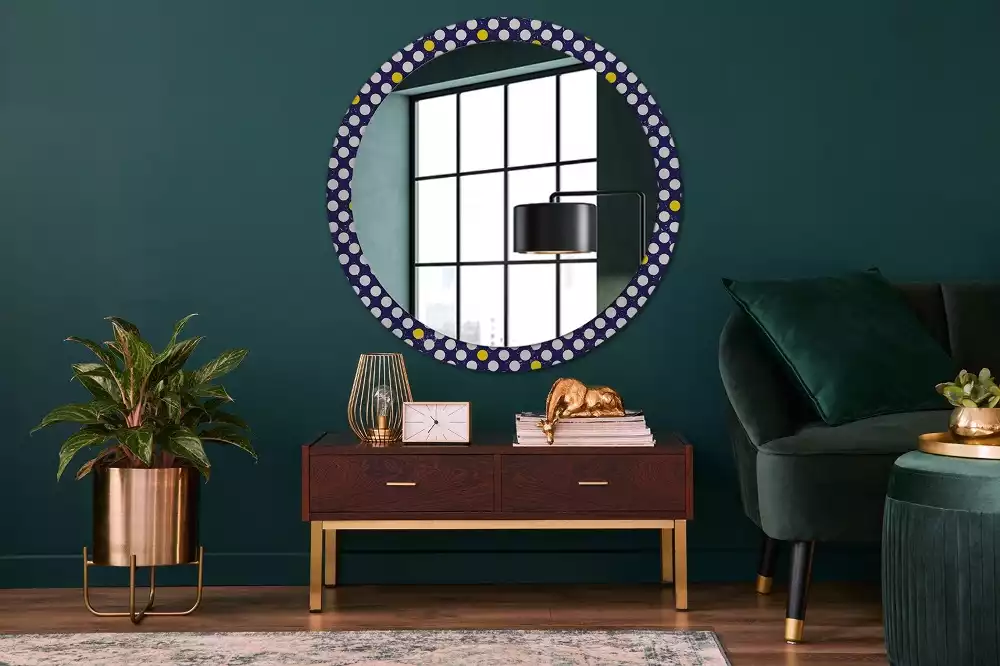 Miroir rond avec décoration Pois rétro