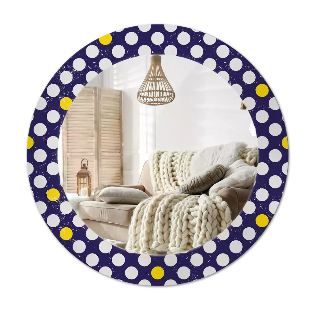 Miroir rond avec décoration Pois rétro