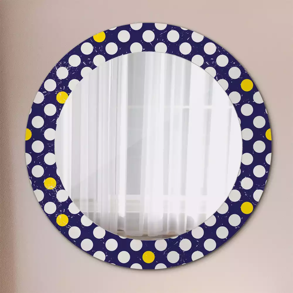 Miroir rond avec décoration Pois rétro