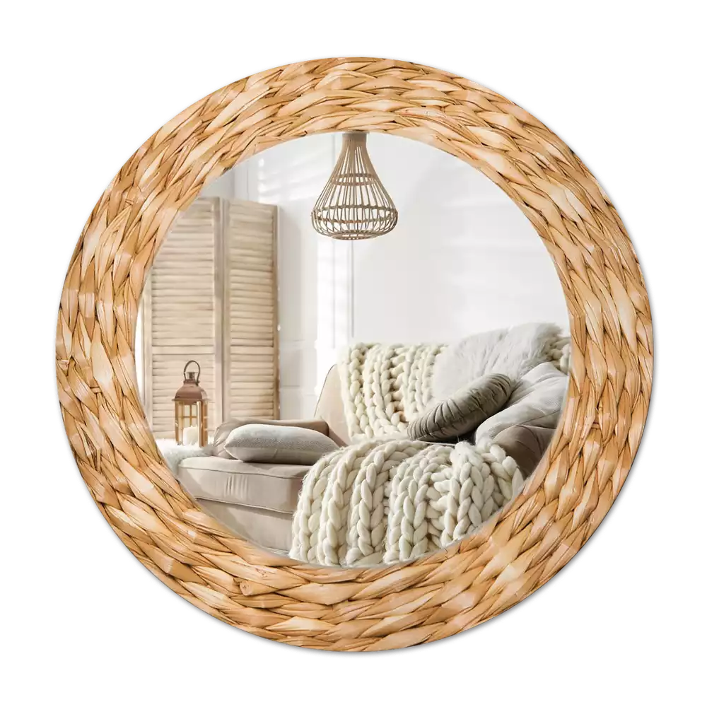 Miroir rond imprimé Motif en osier