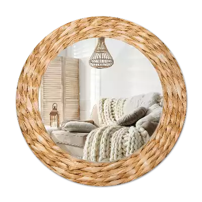 Miroir rond imprimé Motif en osier