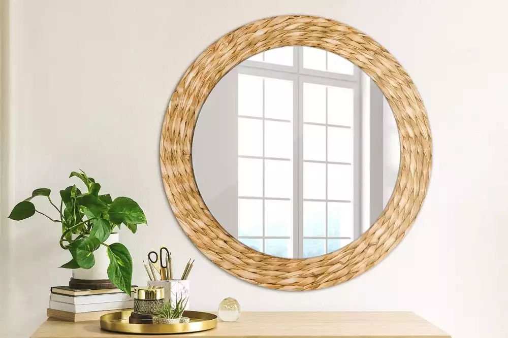 Miroir rond imprimé Motif en osier