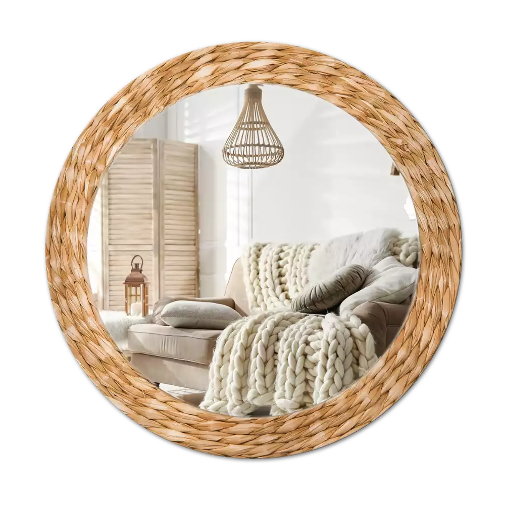 Miroir rond imprimé Motif en osier