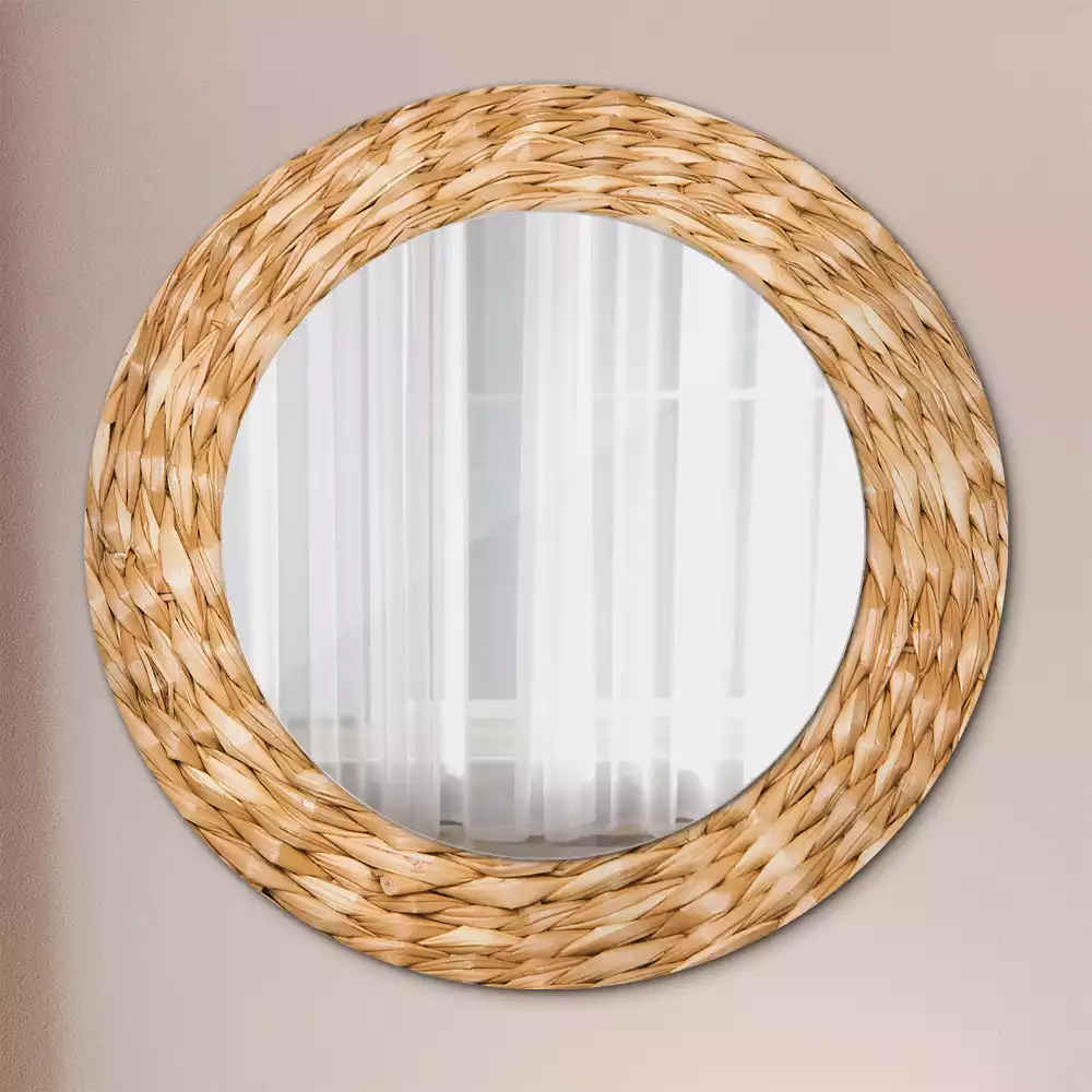 Miroir rond imprimé Motif en osier