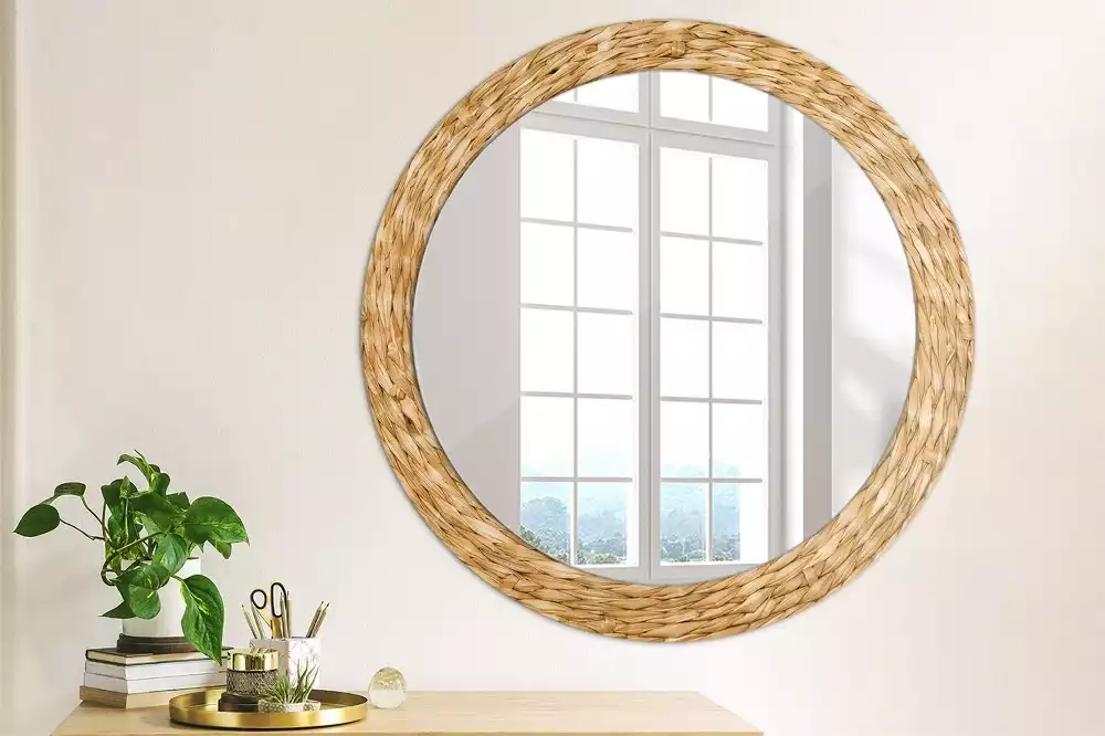 Miroir rond imprimé Motif en osier