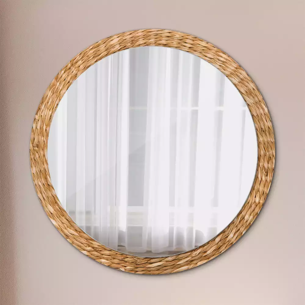 Miroir rond imprimé Motif en osier