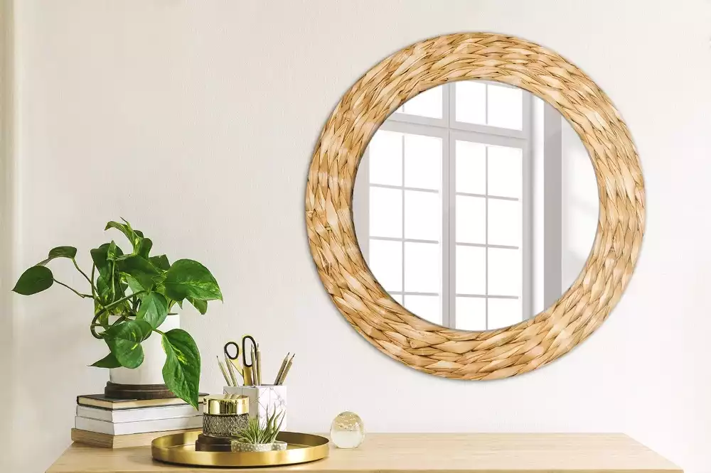 Miroir rond imprimé Motif en osier