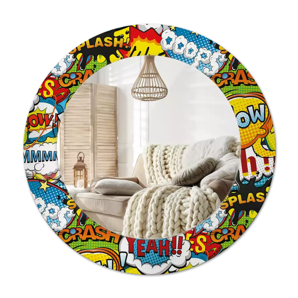Miroir rond avec décoration Motif style BD