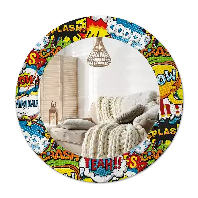 Miroir rond avec décoration Motif style BD