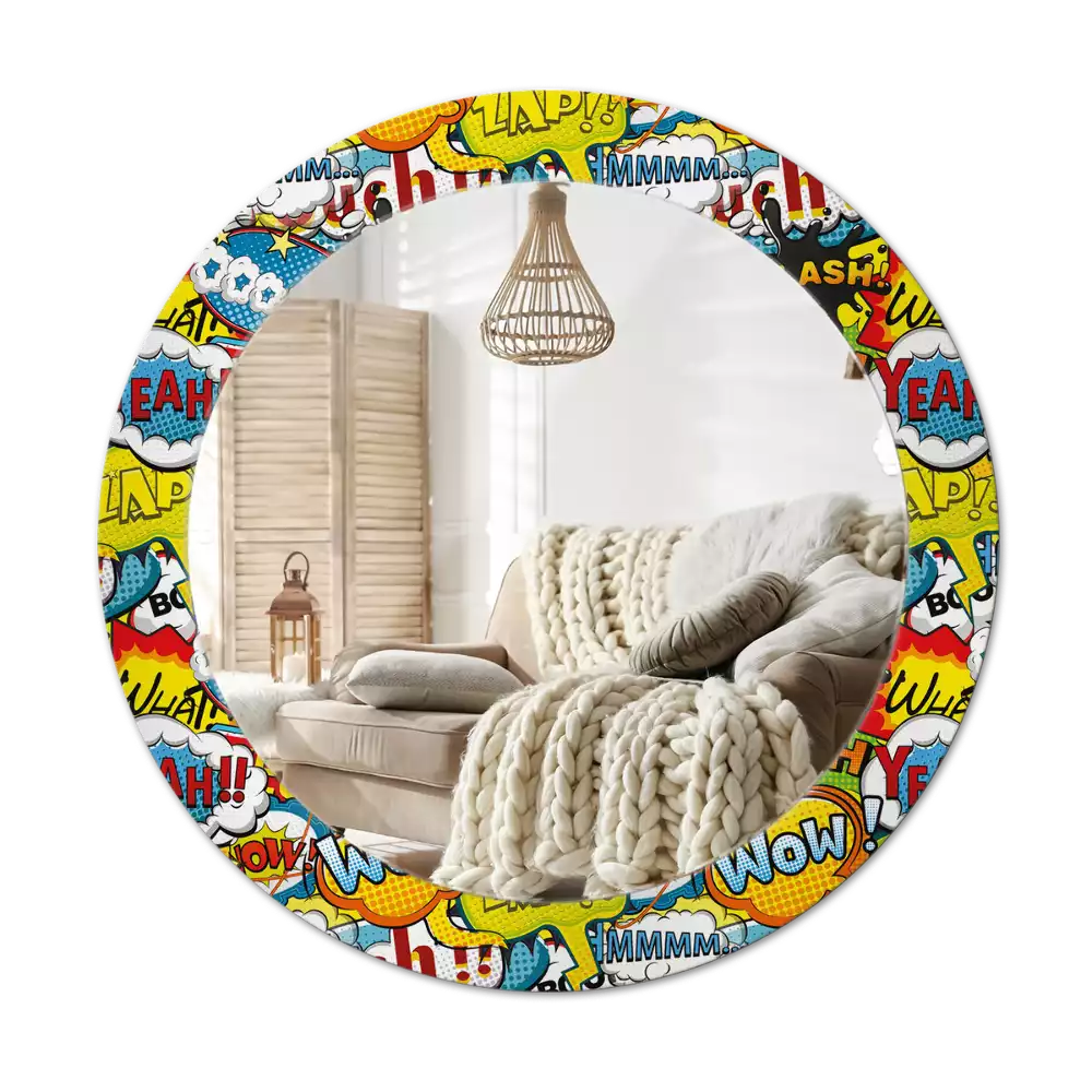 Miroir rond avec décoration Motif style BD