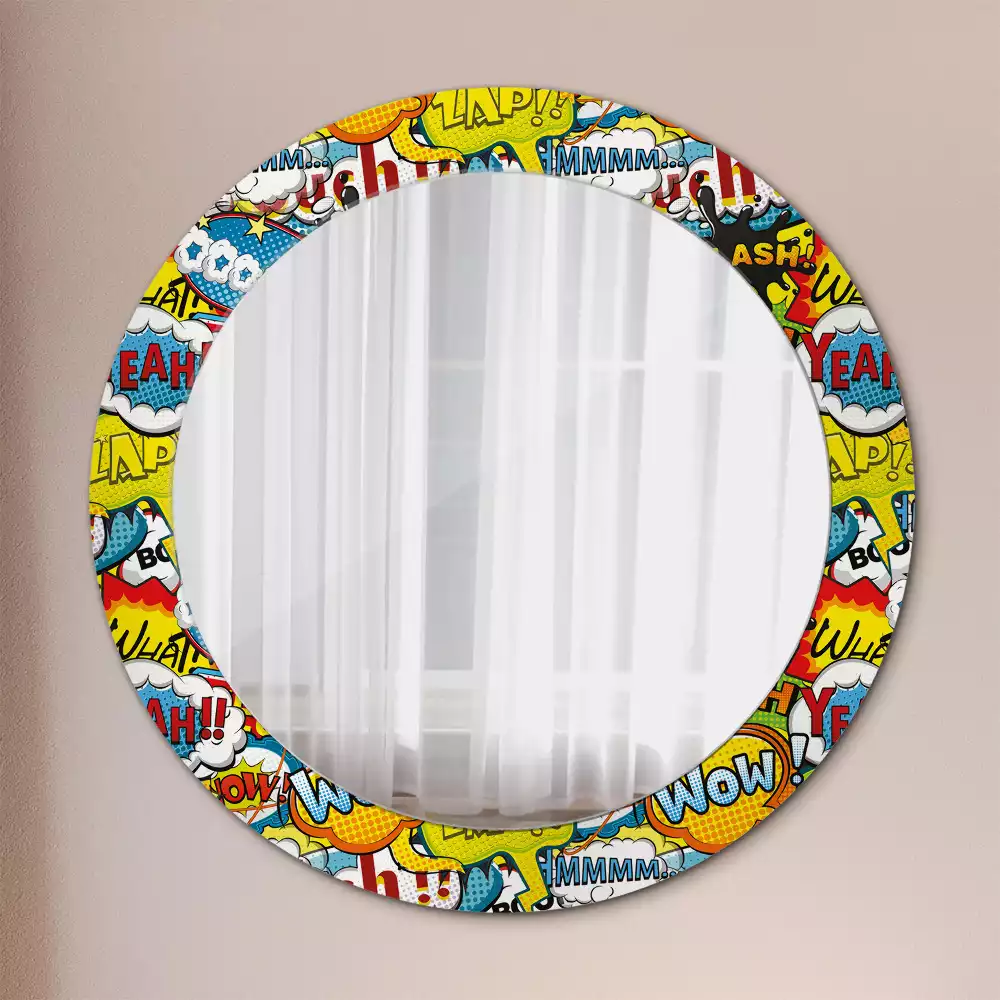 Miroir rond avec décoration Motif style BD