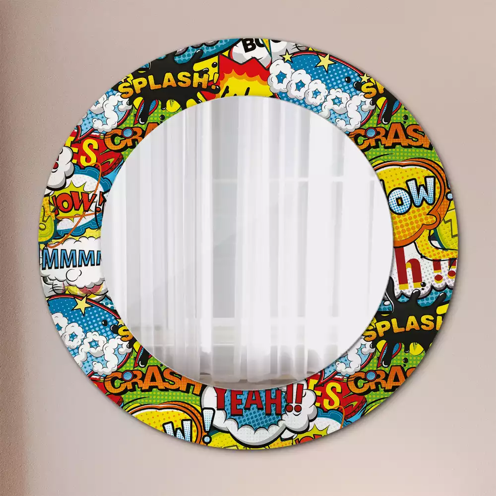Miroir rond avec décoration Motif style BD