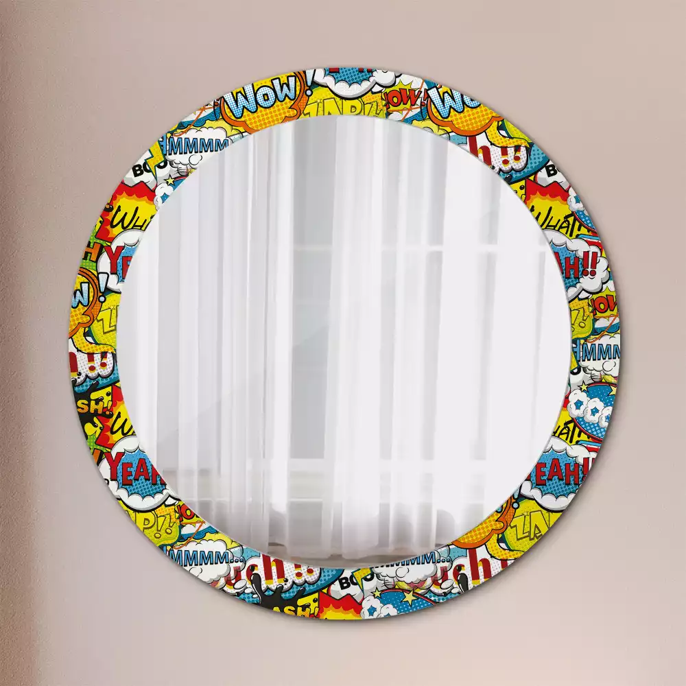 Miroir rond avec décoration Motif style BD