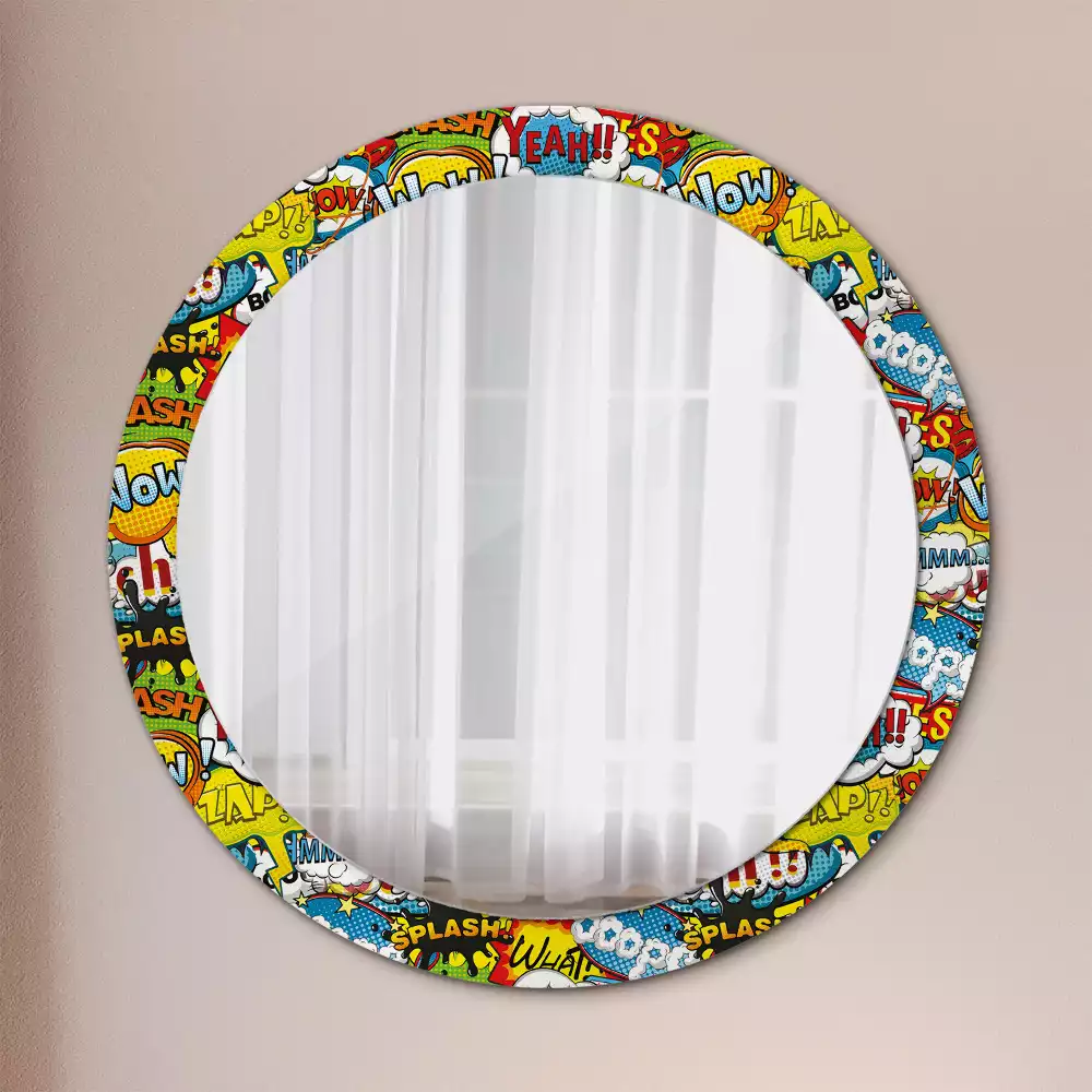 Miroir rond avec décoration Motif style BD