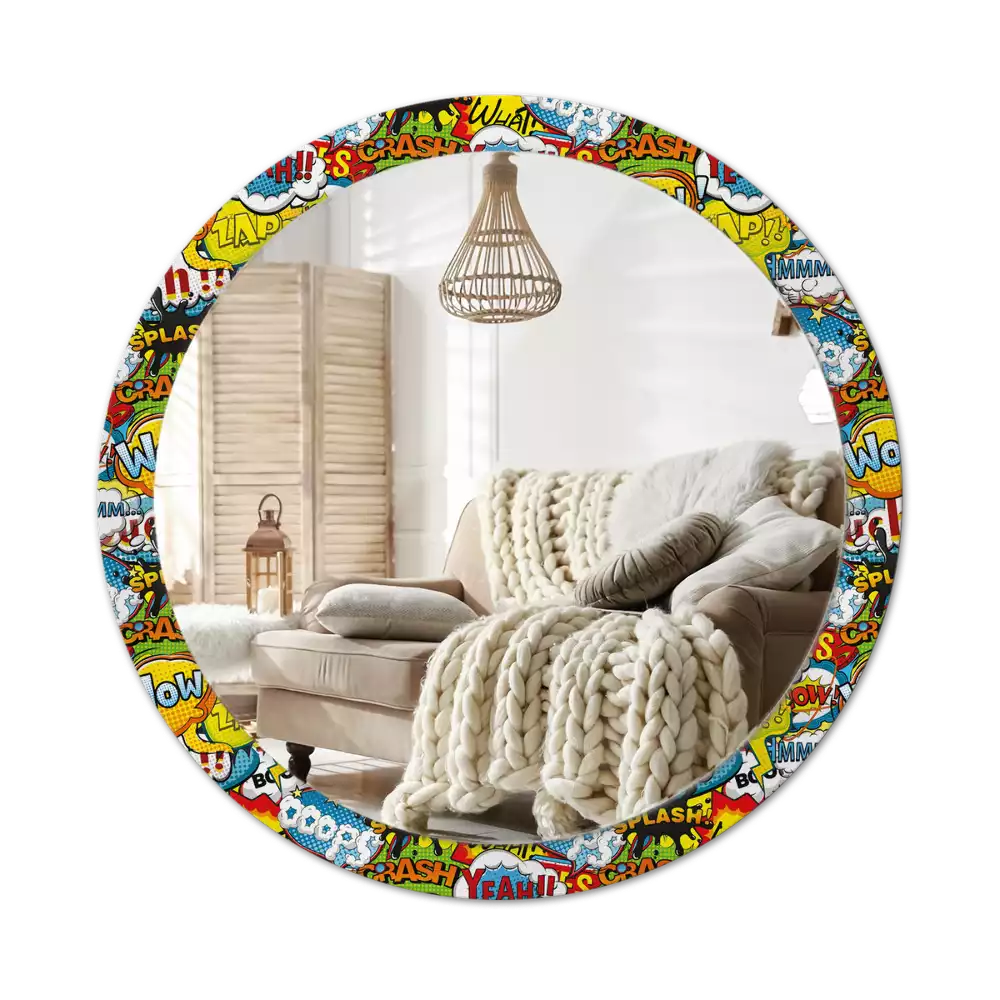 Miroir rond avec décoration Motif style BD