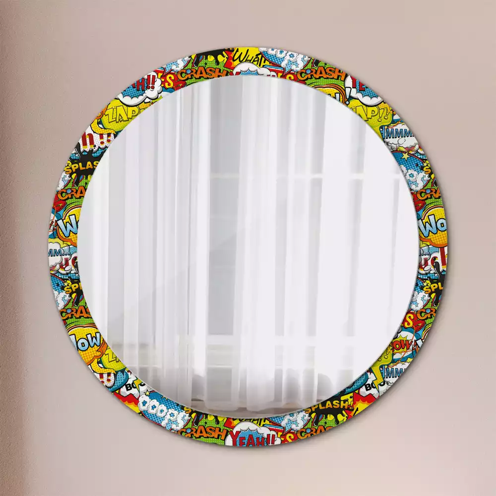 Miroir rond avec décoration Motif style BD