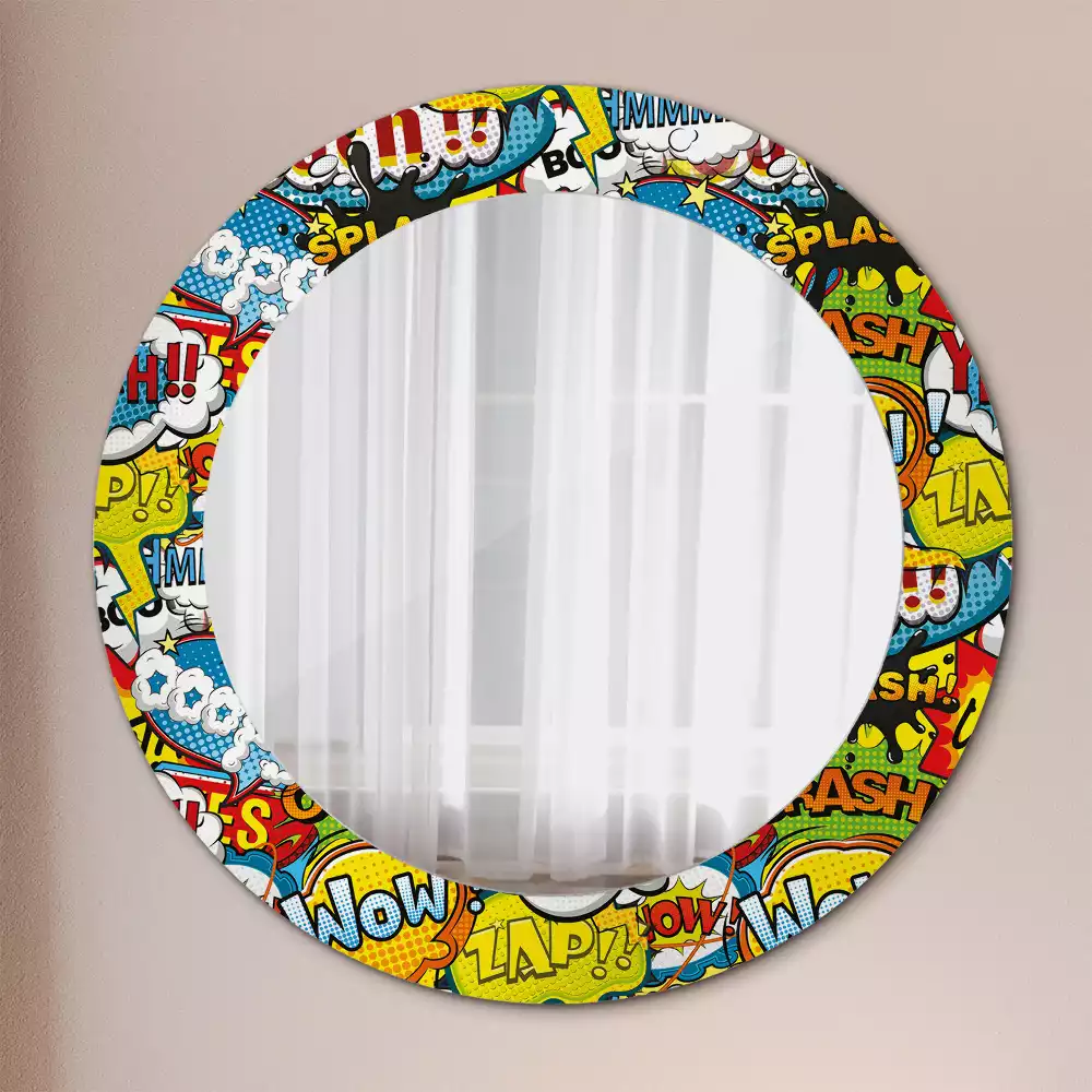 Miroir rond avec décoration Motif style BD