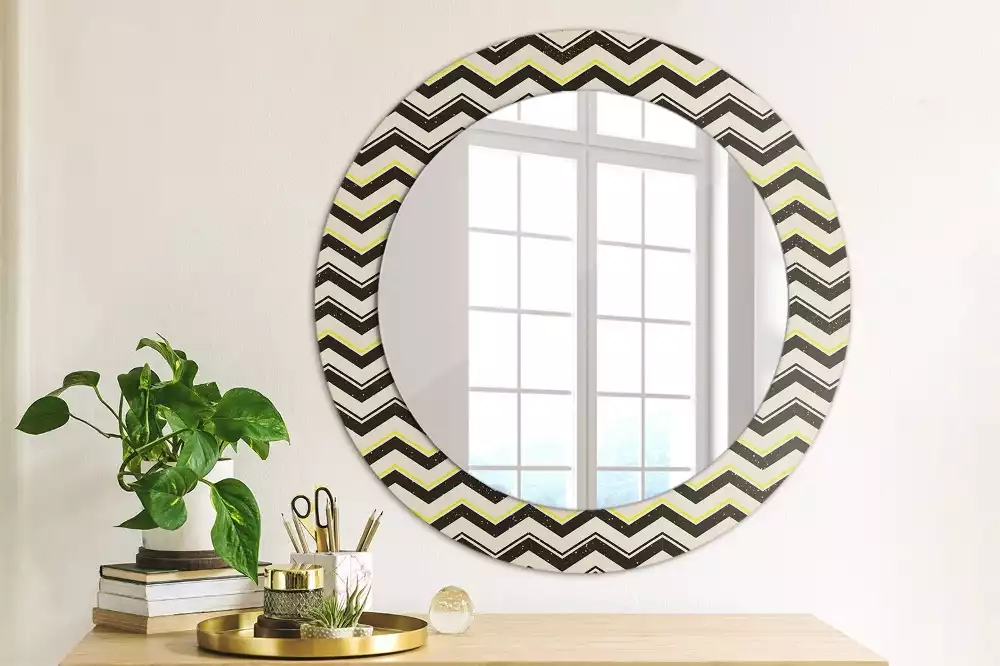 Miroir rond imprimé Motif zigzag