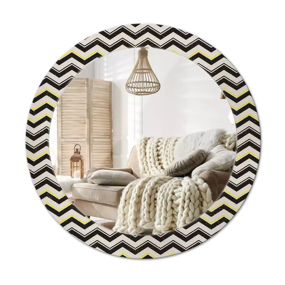 Miroir rond imprimé Motif zigzag