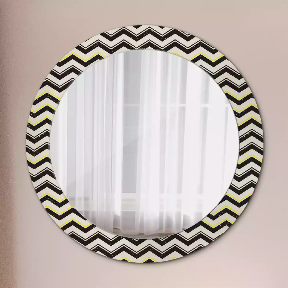 Miroir rond imprimé Motif zigzag