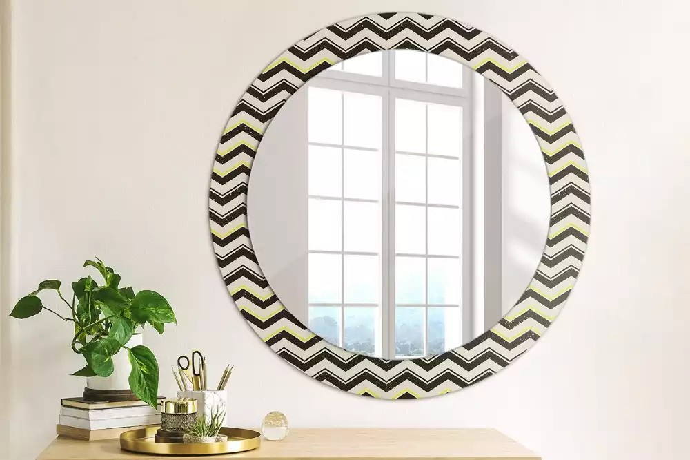 Miroir rond imprimé Motif zigzag