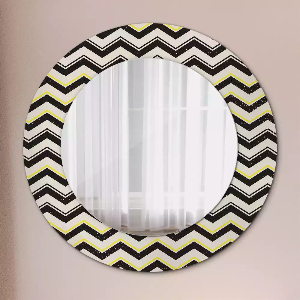 Miroir rond imprimé Motif zigzag
