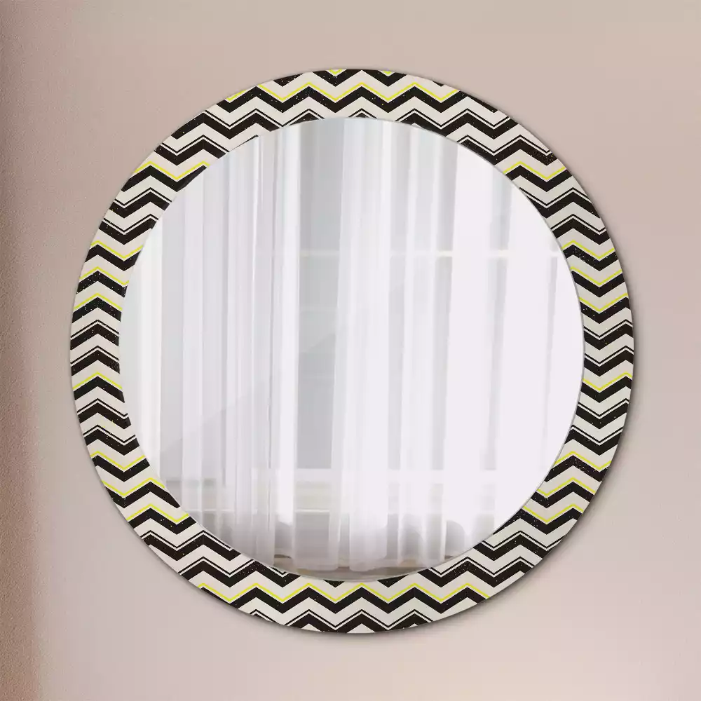 Miroir rond imprimé Motif zigzag