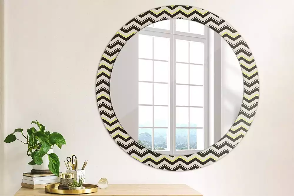 Miroir rond imprimé Motif zigzag