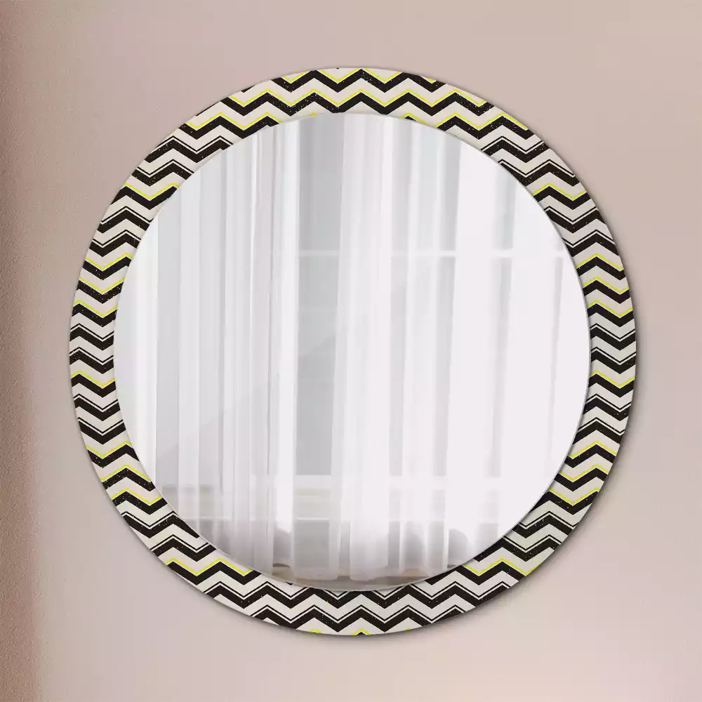 Miroir rond imprimé Motif zigzag