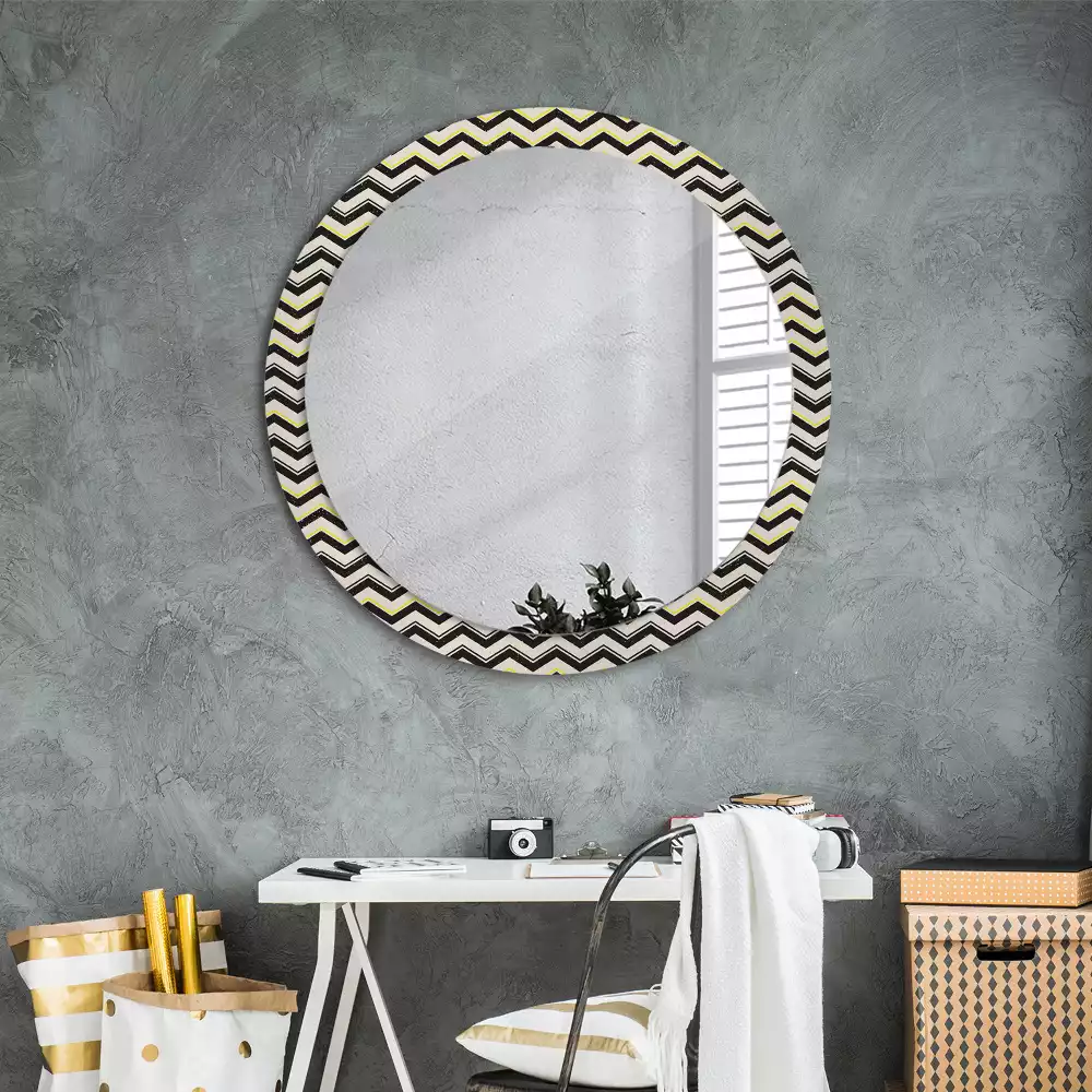Miroir rond imprimé Motif zigzag