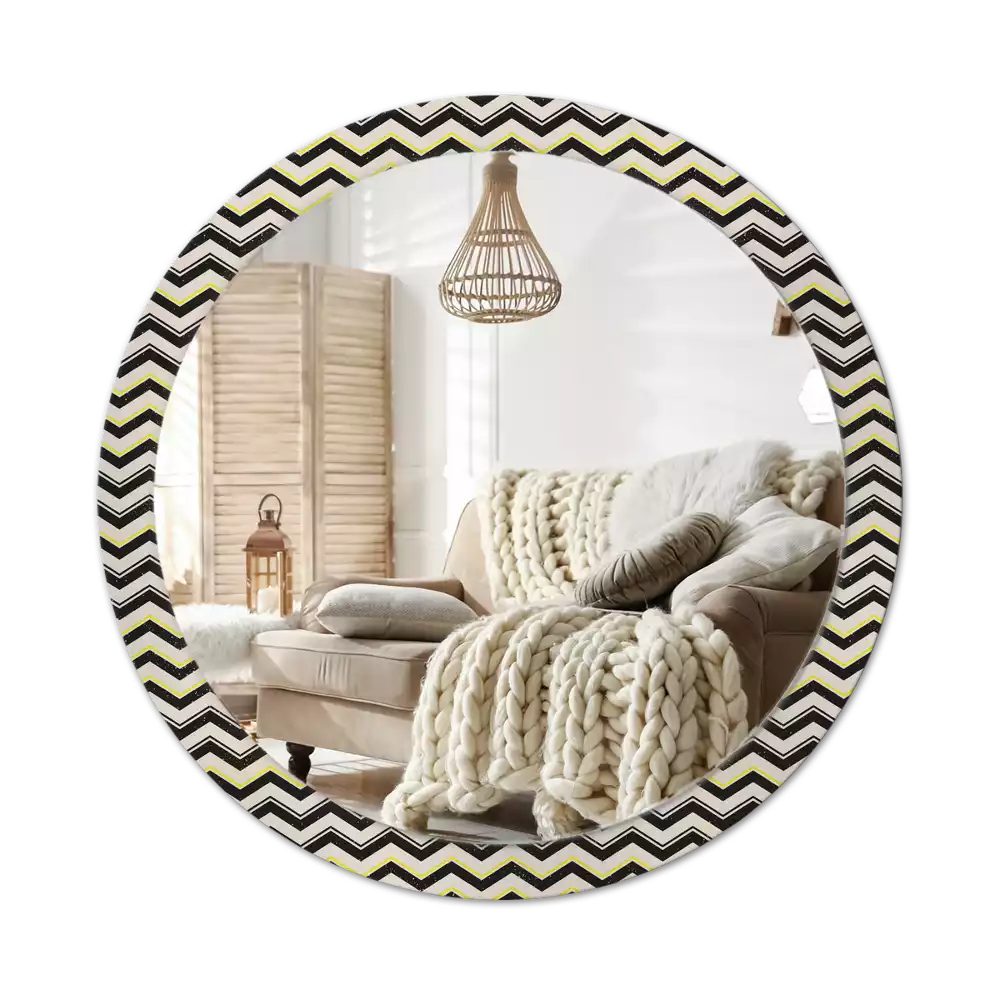 Miroir rond imprimé Motif zigzag