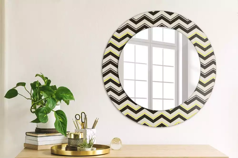 Miroir rond imprimé Motif zigzag