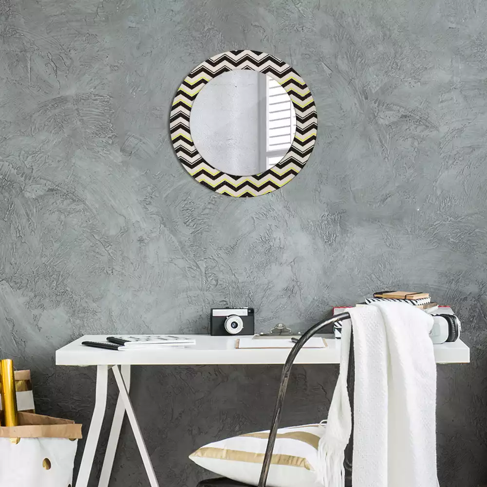 Miroir rond imprimé Motif zigzag