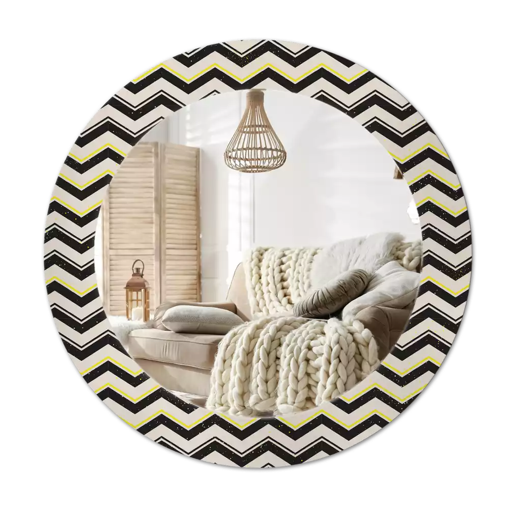 Miroir rond imprimé Motif zigzag