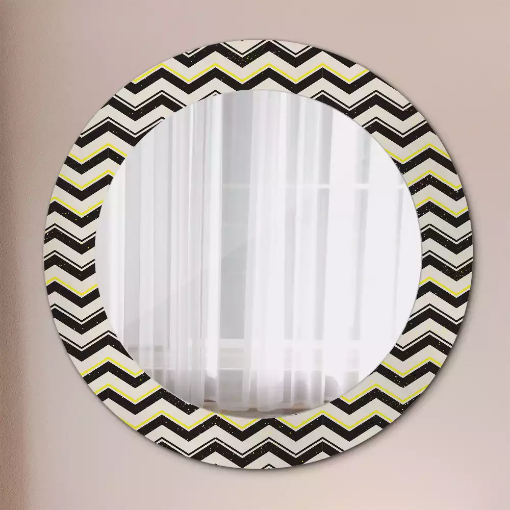 Miroir rond imprimé Motif zigzag