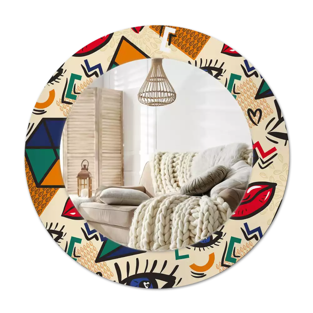 Miroir rond cadre avec impression Style pop art