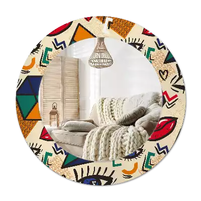 Miroir rond cadre avec impression Style pop art