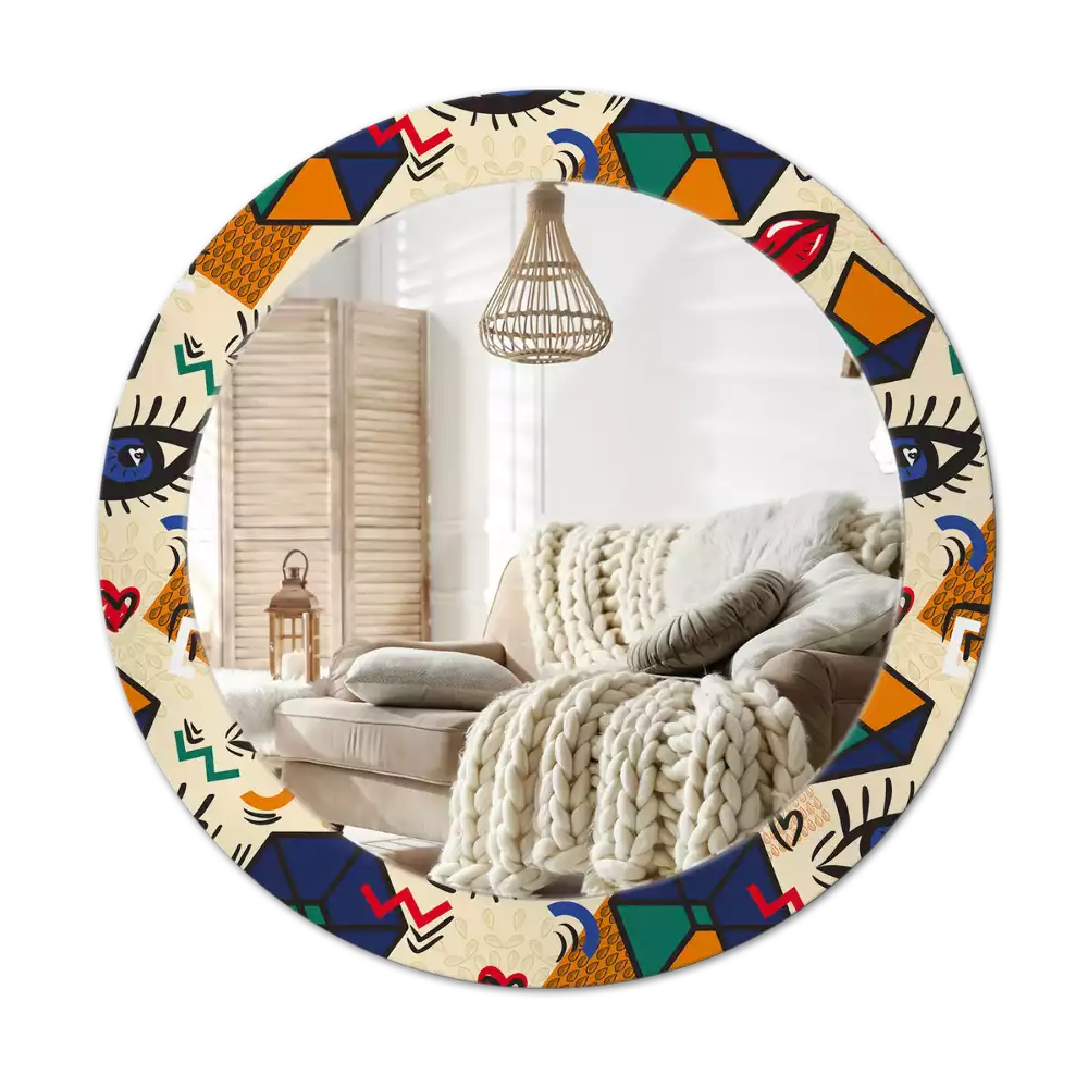 Miroir rond cadre avec impression Style pop art