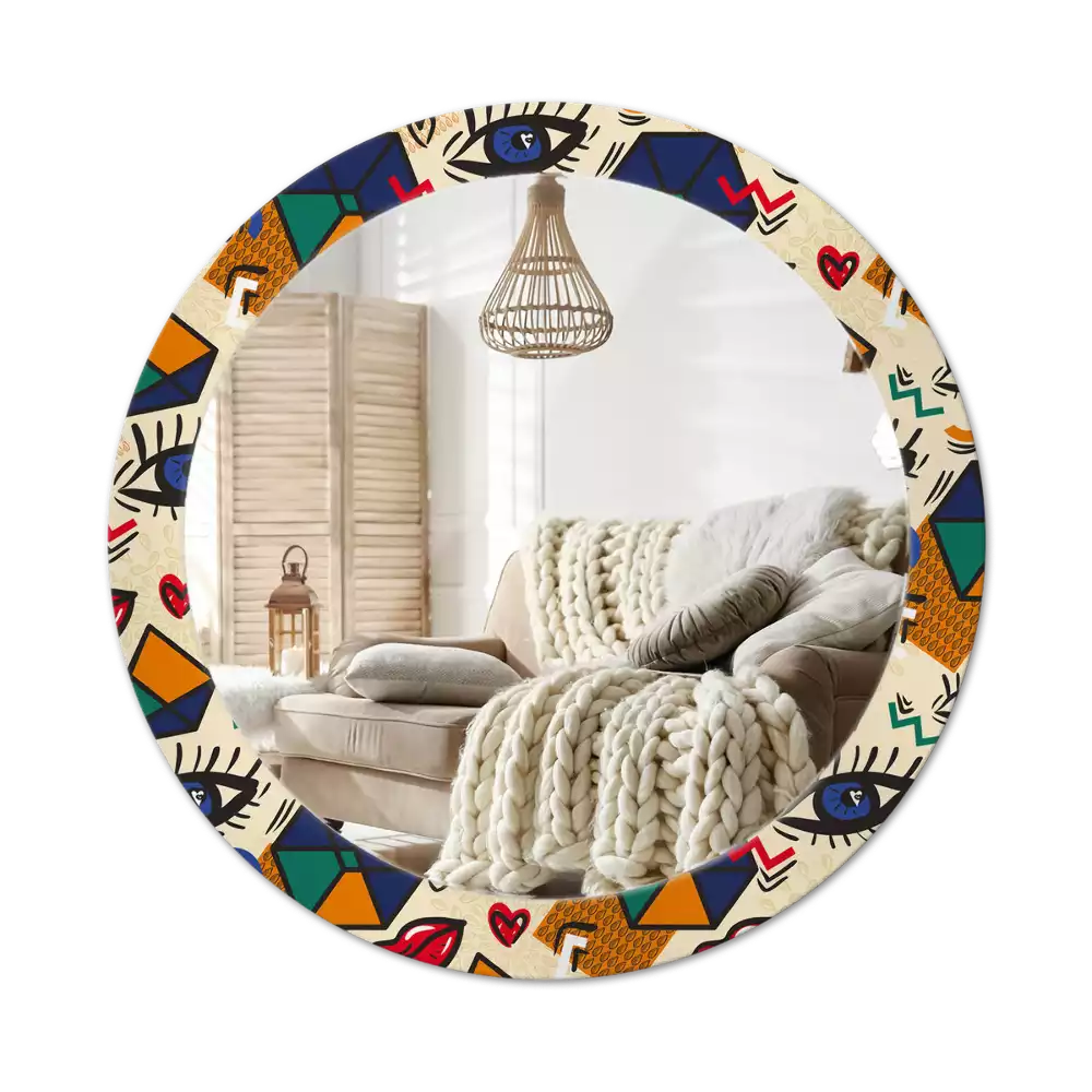 Miroir rond cadre avec impression Style pop art