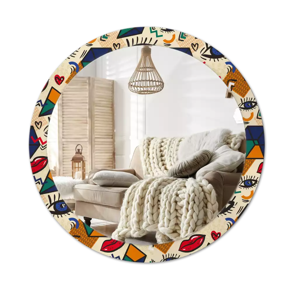 Miroir rond cadre avec impression Style pop art
