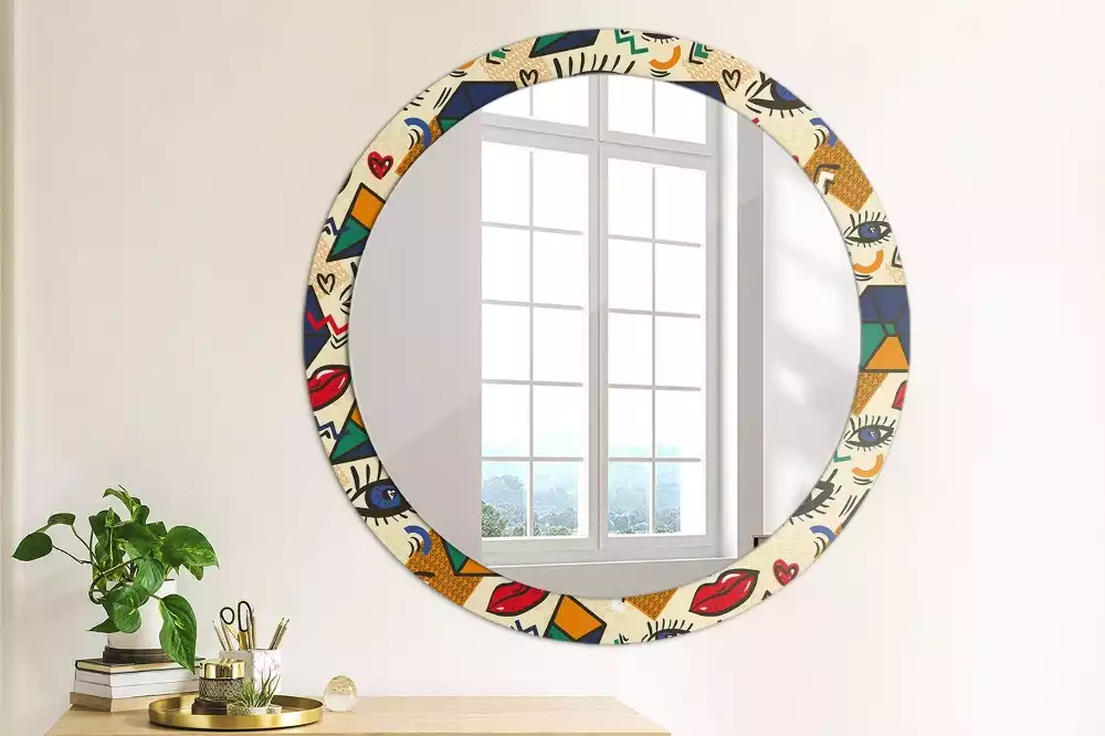 Miroir rond cadre avec impression Style pop art