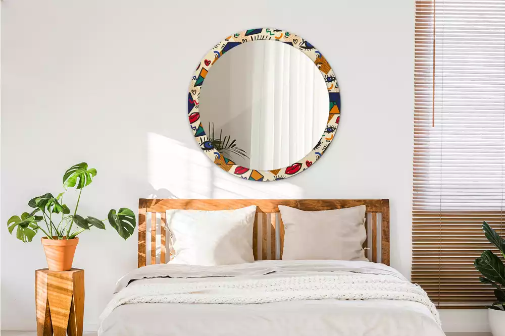 Miroir rond cadre avec impression Style pop art