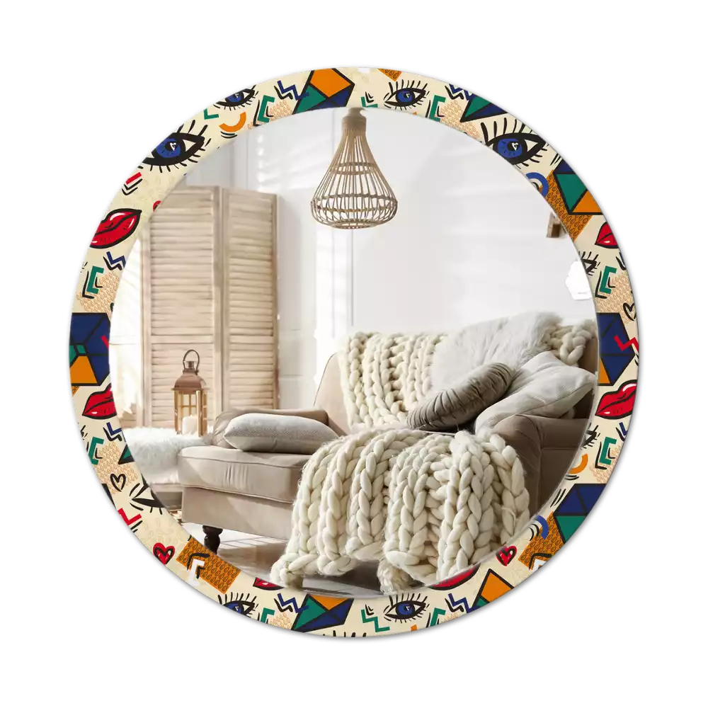 Miroir rond cadre avec impression Style pop art