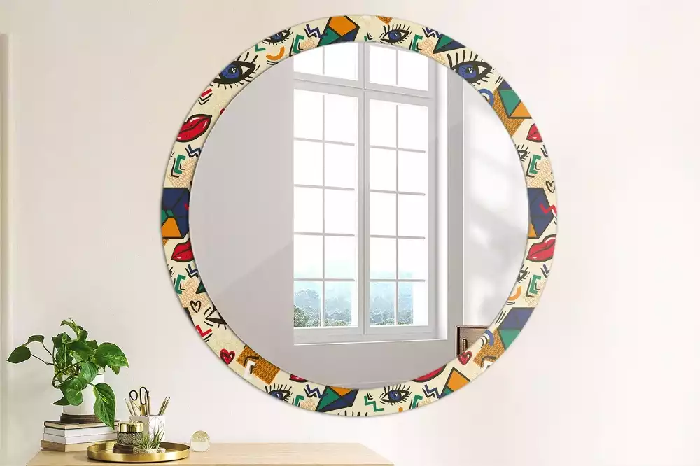 Miroir rond cadre avec impression Style pop art