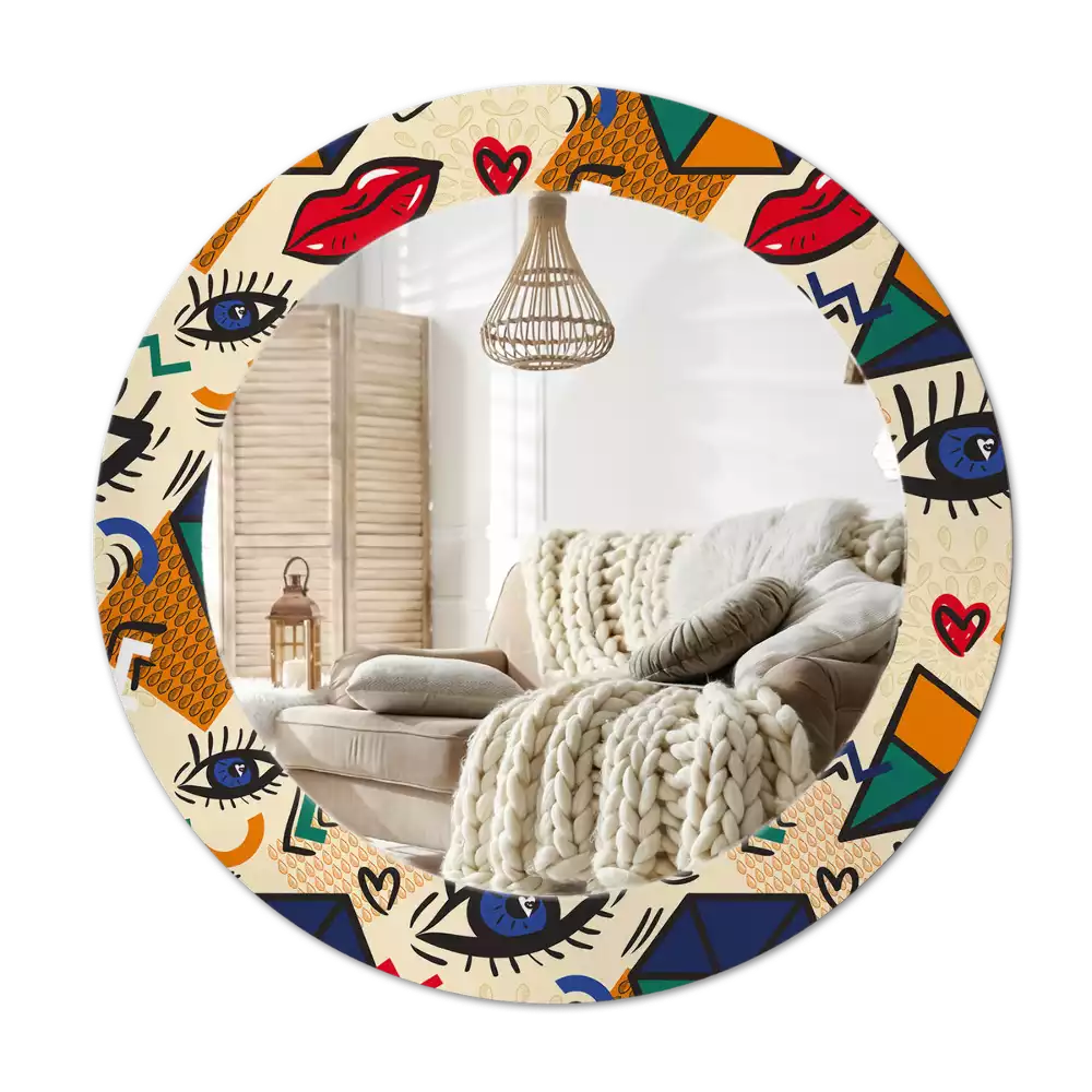 Miroir rond cadre avec impression Style pop art