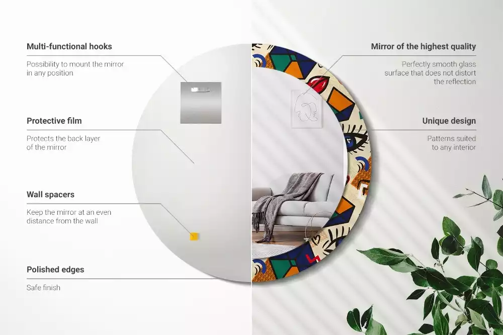 Miroir rond cadre avec impression Style pop art