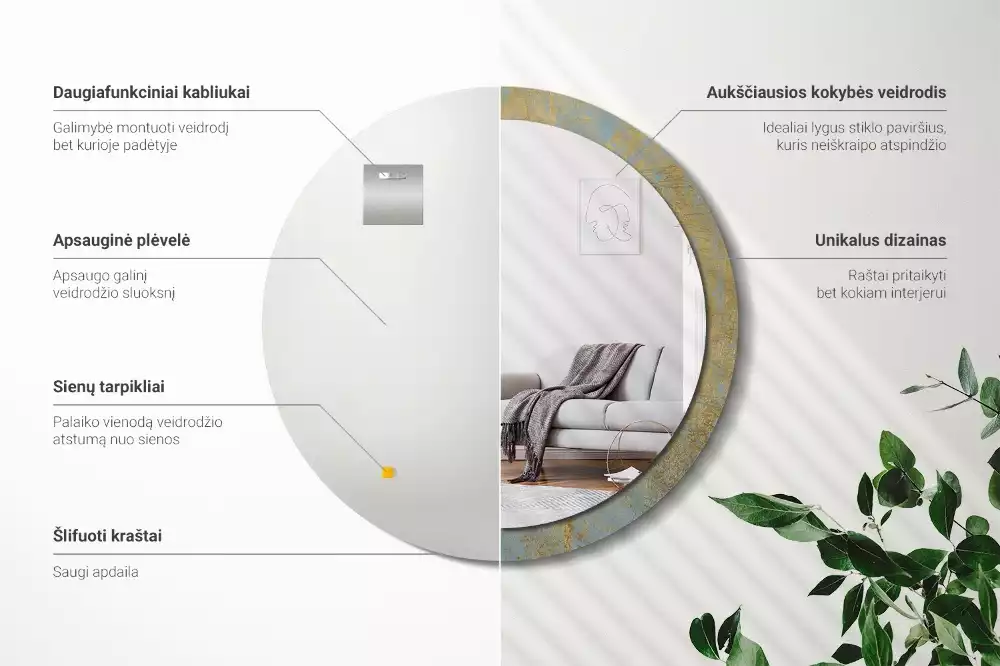 Miroir rond imprimé Motif loft