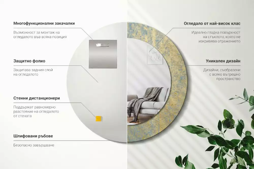 Miroir rond imprimé Motif loft