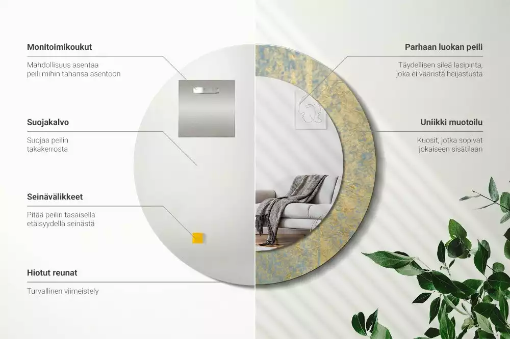 Miroir rond imprimé Motif loft